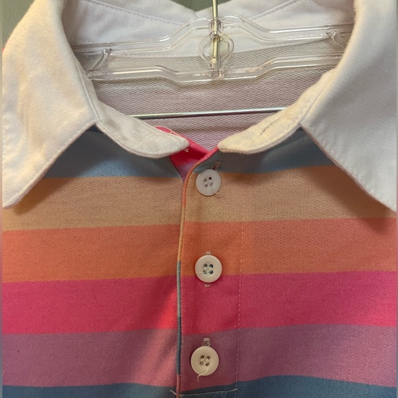 Long Sleeve Rainbow Striped Collared Shirt - Picture 2 of 3
